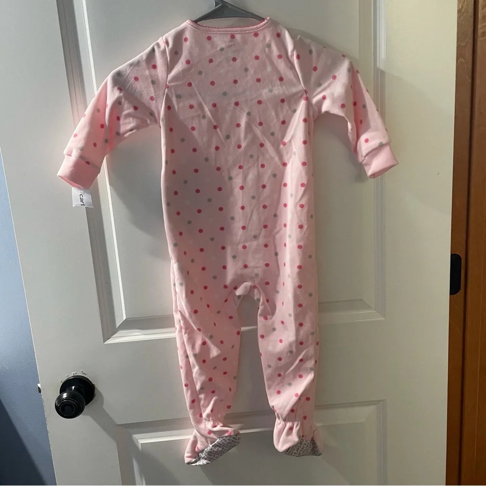Carter's Pink Polka Dot Footed Pajamas with Penguin